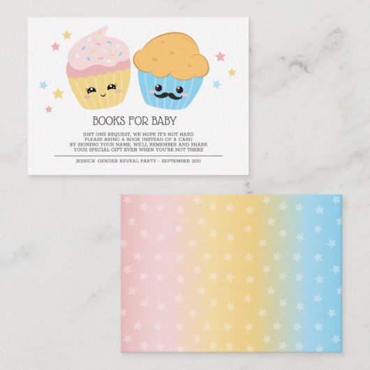 Cupcake- of staafmoffelkaarten voor Baby Informatiekaartje (Voorkant / Achterkant)