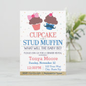 Cupcake of Stud Muffin Baby shower Invitation Kaart (Staand voorkant)