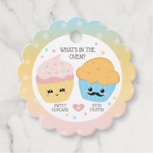 Cupcake of Stud Muffin Gender onthullen Bedankjes Labels