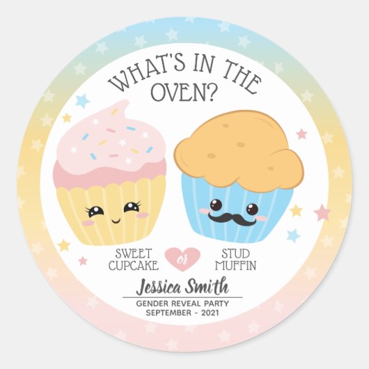 Cupcake of Stud Muffin Ronde Sticker (Voorkant)