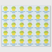 Cupcake on Blue Stripes Child Birthday Cadeaupapier (Vlak)