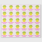 Cupcake on Pink Stripes Child Birthday Cadeaupapier (Vlak)