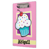 Cupcake op roze & witte strepen klembord (Links)