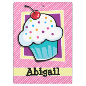 Cupcake op roze & witte strepen klembord (Achterkant)