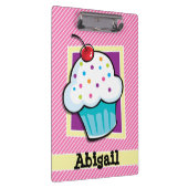 Cupcake op roze & witte strepen klembord (Rechts)