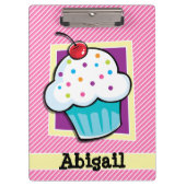 Cupcake op roze & witte strepen klembord (Voorkant)
