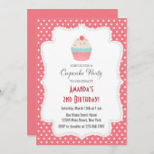 Cupcake Party Birthday Invitation Kaart (Voorkant / Achterkant)