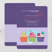 Cupcake Party Birthday Invitation Kaart (Voorkant / Achterkant)
