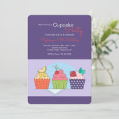 Cupcake Party Birthday Invitation Kaart (Staand voorkant)