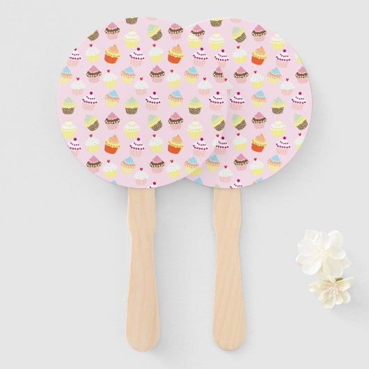 Cupcake Party Hand Fans Handwaaier (Voorkant en achterkant)