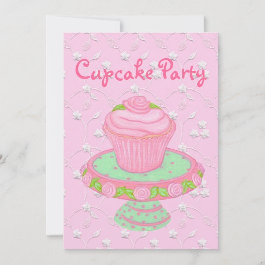 Cupcake Party Invitation Cards~Personalize! Kaart (Voorkant)
