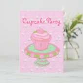 Cupcake Party Invitation Cards~Personalize! Kaart (Staand voorkant)