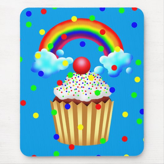 Cupcake party met regenboog en springen muismat (Voorkant)