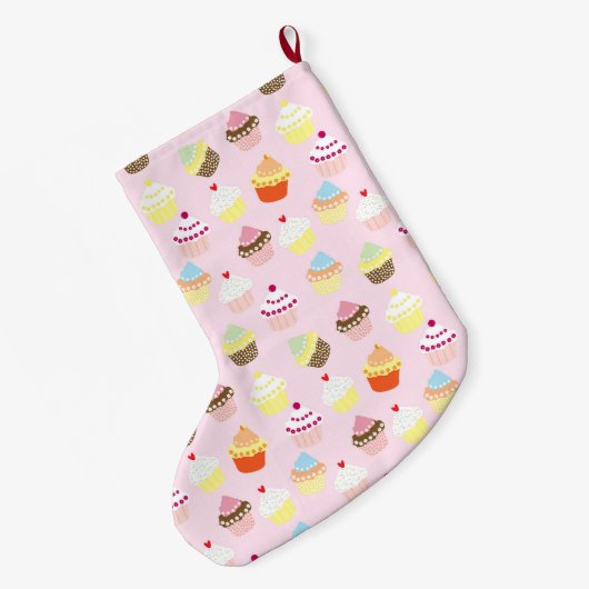Cupcake Party Stocking Grote Kerstsok (Achterkant (Hangend))