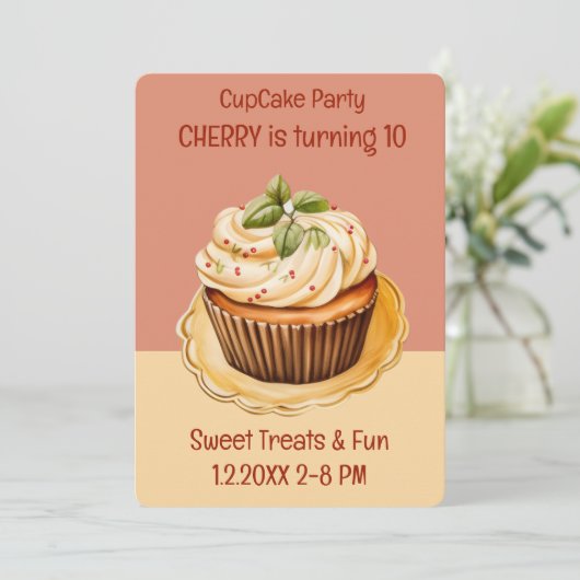 Cupcake Party Sweet Treats Kaart (Staand voorkant)