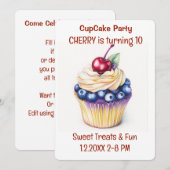 Cupcake Party Sweet Treats Kaart (Voorkant / Achterkant)