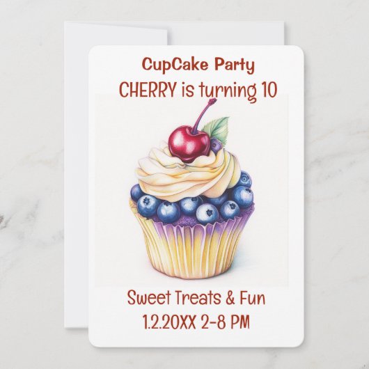 Cupcake Party Sweet Treats Kaart (Voorkant)