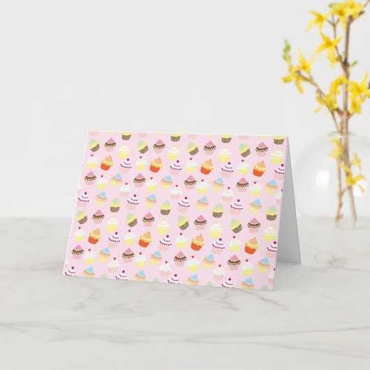 Cupcake Party Wenskaart (blanco) Kaart (Gele Bloem)