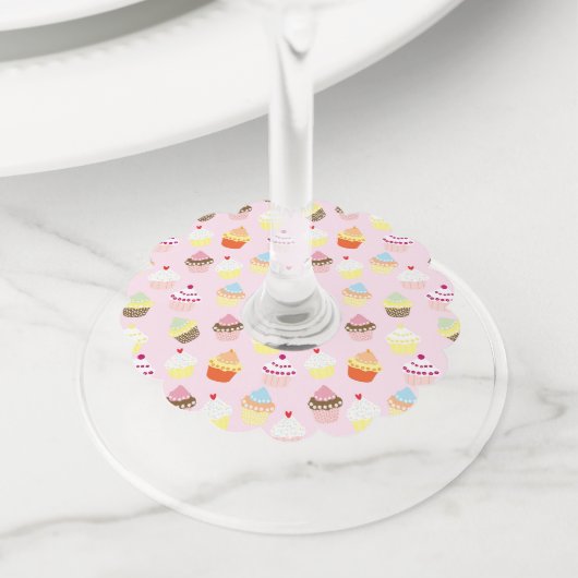 Cupcake Party Wine-Labels Wijnglaslabel (Dichtbij)