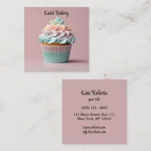 Cupcake Pastel Kleuren Bakkerij Gebak Chef Caterin Vierkante Visitekaartje