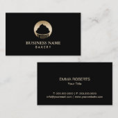Cupcake Pastry Bakery Chef Black & Gold Visitekaartje (Voorkant / Achterkant)
