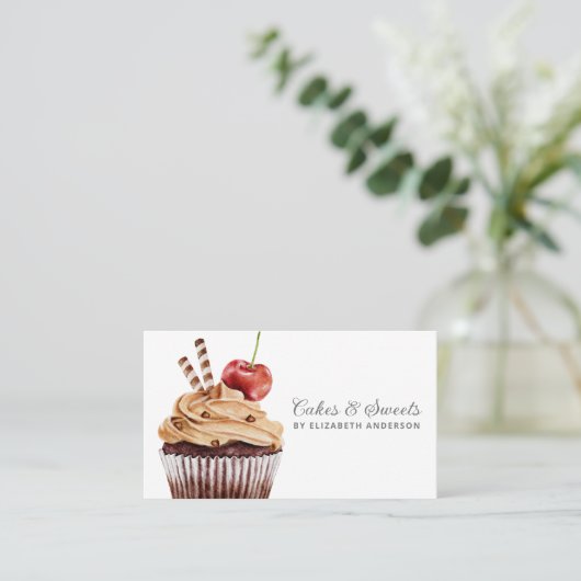 Cupcake Pastry Chef Bakery Visitekaartje (Staand voorkant)