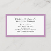 Cupcake Pastry Chef Bakery Visitekaartje (Achterkant)