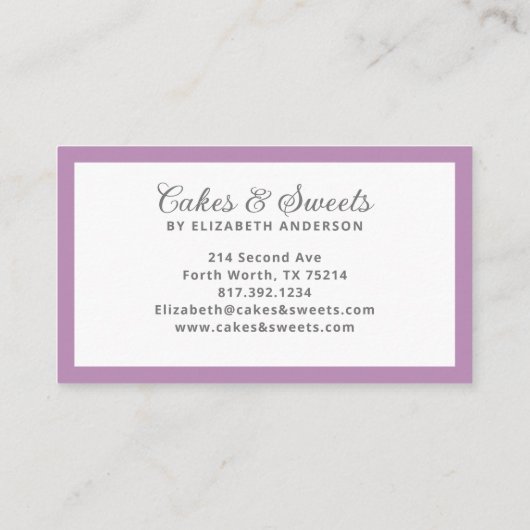 Cupcake Pastry Chef Bakery Visitekaartje (Achterkant)