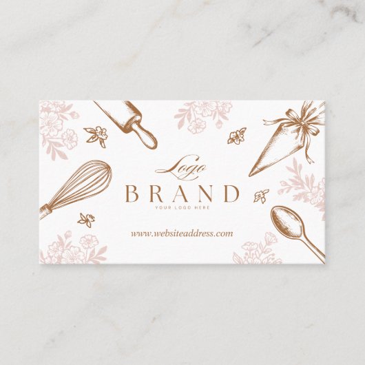 Cupcake Pastry Chef Baking Utensils Bakery Logo Klantenkaartje (Voorkant)