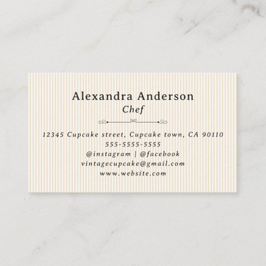 Cupcake Pastry Chef Visitekaartje (Achterkant)
