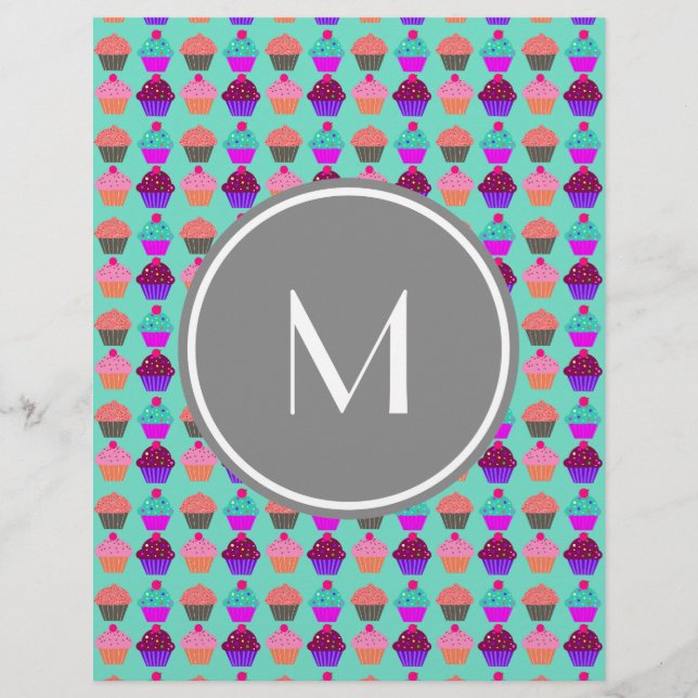 Cupcake Patroon Aangepast Monogram (Voorkant)