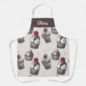 Cupcake-patroon, aangepast tekstplatform Schort (Voorkant)