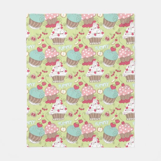 Cupcake-patroon Fleece Deken (Voorkant)