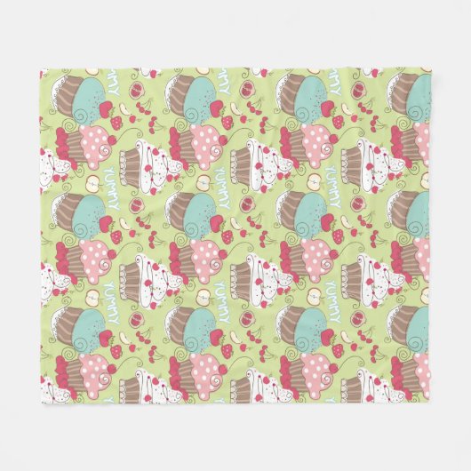 Cupcake-patroon Fleece Deken (Voorkant (Horizontaal))