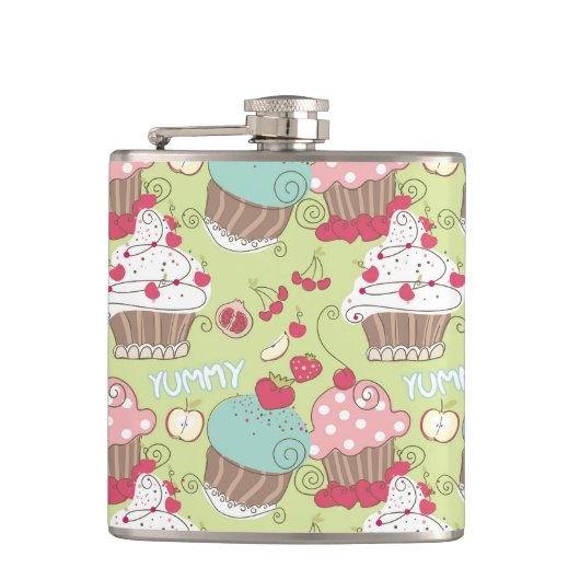 Cupcake-patroon Heupfles (Voorkant)