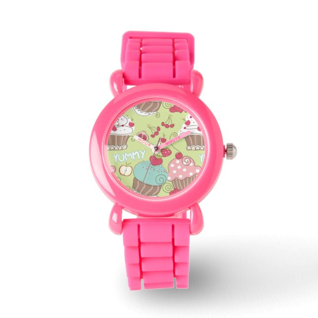 Cupcake-patroon Horloge (Voorkant)