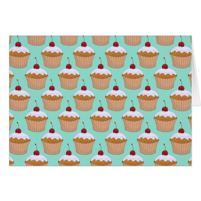 Cupcake-patroon in Blauwgroen (Voorkant Horizontaal)