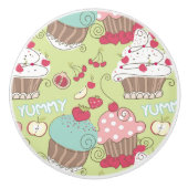 Cupcake-patroon Keramische Knop (Voorkant)