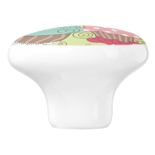 Cupcake-patroon Keramische Knop (Zijkant)