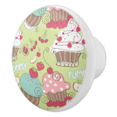 Cupcake-patroon Keramische Knop (Rechts)
