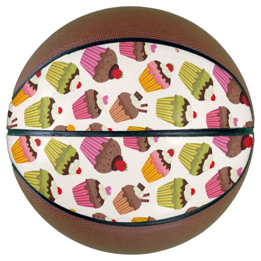 Cupcake patroon, Muffin patroon, Chocolade, Harten Basketbal (Voorkant)