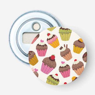 Cupcake patroon, Muffin patroon, Chocolade, Harten Button Flesopener