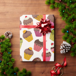 Cupcake Patroon, Muffin Patroon, Chocolade, Harten Cadeaupapier
