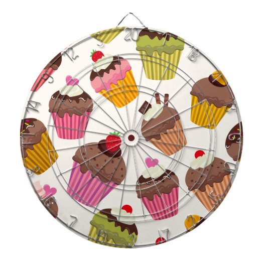 Cupcake patroon, Muffin patroon, Chocolade, Harten Dartbord (Voorkant)