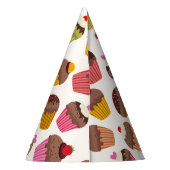 Cupcake patroon, Muffin patroon, Chocolade, Harten Feesthoedjes (Achterkant)