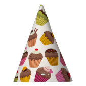Cupcake patroon, Muffin patroon, Chocolade, Harten Feesthoedjes (Rechts)