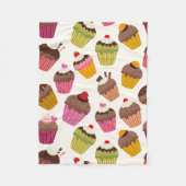 Cupcake Patroon, Muffin Patroon, Chocolade, Harten Fleece Deken (Voorkant)