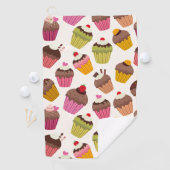 Cupcake patroon, Muffin patroon, Chocolade, Harten Golfhanddoek (Insitu)