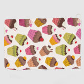 Cupcake patroon, Muffin patroon, Chocolade, Harten Golfhanddoek (Horizontaal)