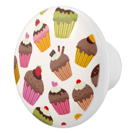 Cupcake patroon, Muffin patroon, Chocolade, Harten Keramische Knop